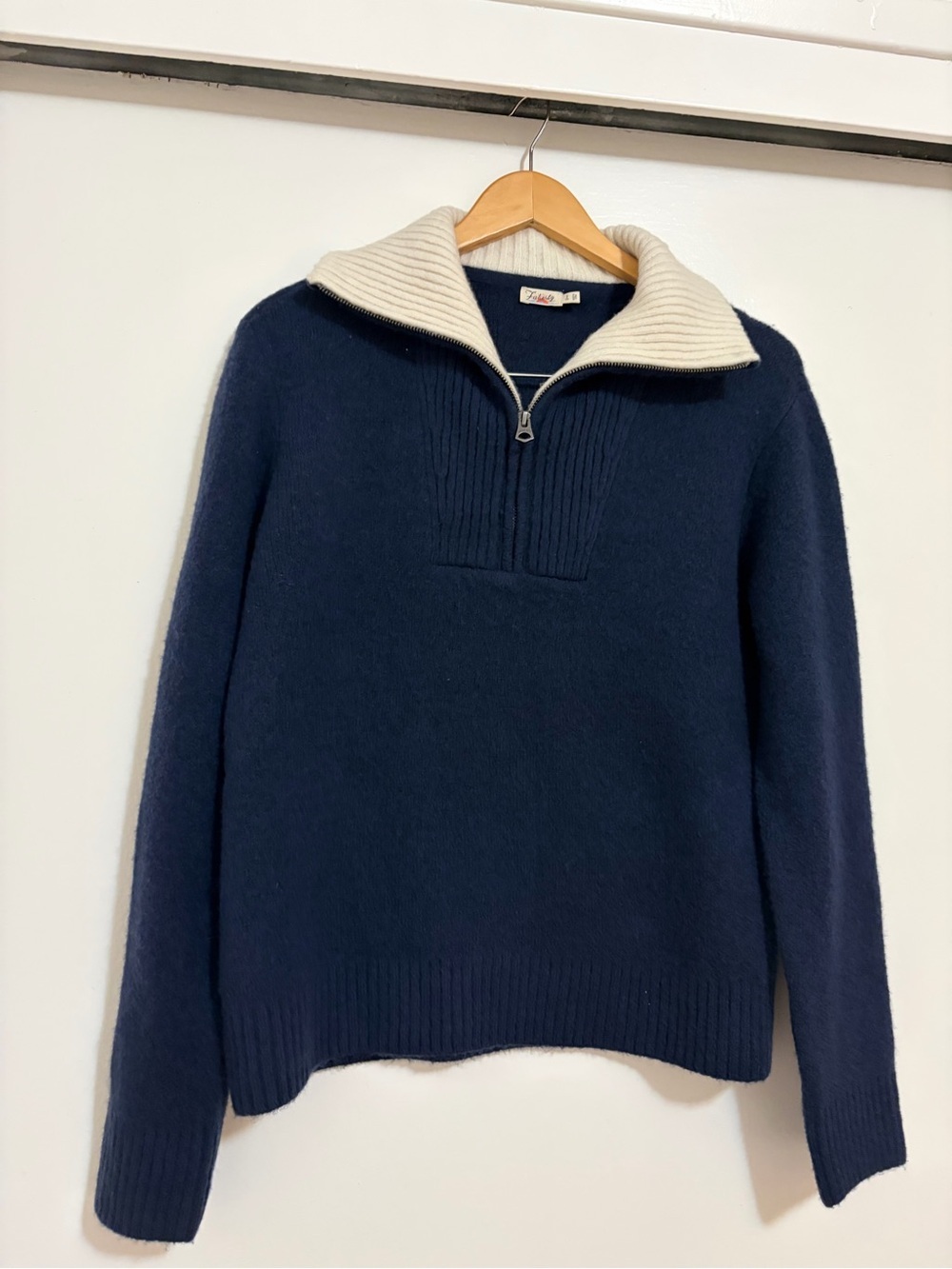 Faherty Saturday Quarter Zip Pullover Sweater Merino Wool & Cashmere Navy - Picture 3 of 9